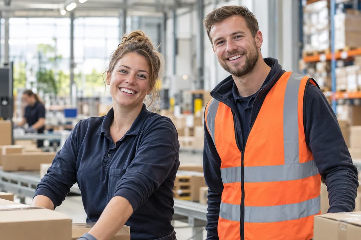 Twee medewerkers op een logistieke werkvloer